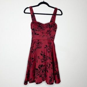 Red Velvet Print Mini Dress